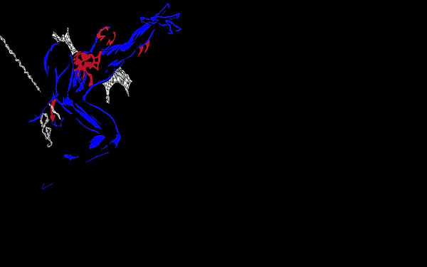 HD PC desktop wallpaper featuring Spider-Man 2099 in a dynamic comic-style pose against a black background.