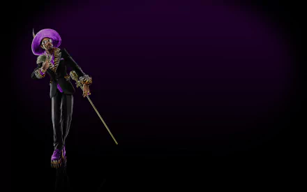 HD PC desktop wallpaper for the video game Saints Row: The Third — a stylized purple-clad gangster with cane and wide-brim hat on a dark purple gradient background.