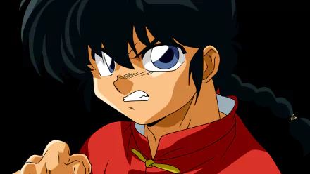 HD desktop wallpaper featuring a character from the video game Ranma 1/2: Hard Battle, showcasing a determined expression and vibrant colors.