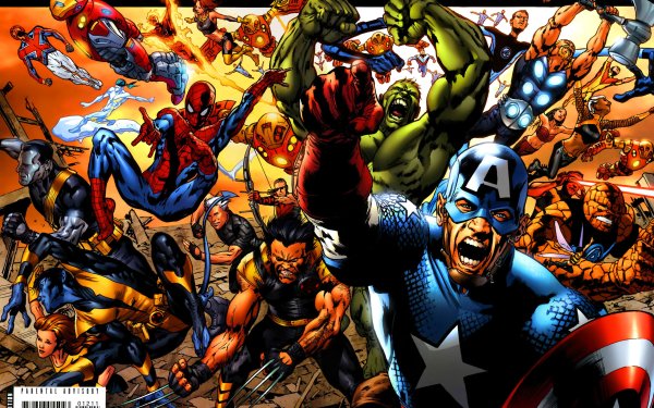 Bande-dessinées Ultimates 2 Captain America Spider-Man Thor Hulk Iron Man Wolverine Nightcrawler Thing Colossus Earth 1610 Storm Iceman Wasp Œil-de-Faucon Jean Grey Quicksilver Human Torch Sorcière rouge Cyclops Ultimates Fond d'écran HD | Image