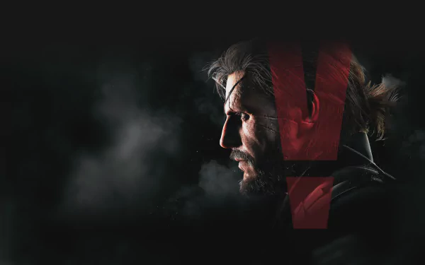 HD PC desktop wallpaper featuring a close-up profile of a character from the video game Metal Gear Solid V: The Phantom Pain, with dramatic lighting against a dark background.