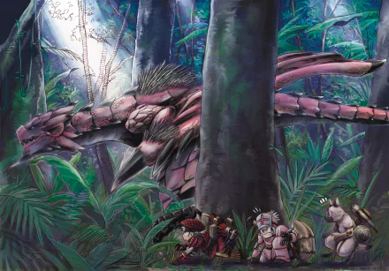 A dynamic scene featuring Rathalos from Monster Hunter, captured in vibrant detail within a lush jungle backdrop, showcasing the intensity of the video game experience in 4K Ultra HD.