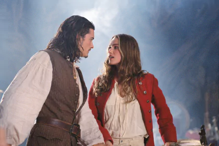 Will Turner Orlando Bloom Elizabeth Swann Keira Knightley movie Pirates Of The Caribbean: The Curse Of The Black Pearl HD Desktop Wallpaper | Background Image
