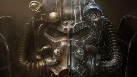 Detailed Power Armor from Fallout 4 in a HD desktop wallpaper. The image highlights the iconic, intricate design of the suit, showcasing the post-apocalyptic world of the popular video game series.