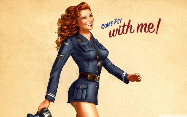 Artistic Pin Up Pin-Up Pilot HD Wallpaper | Background Image