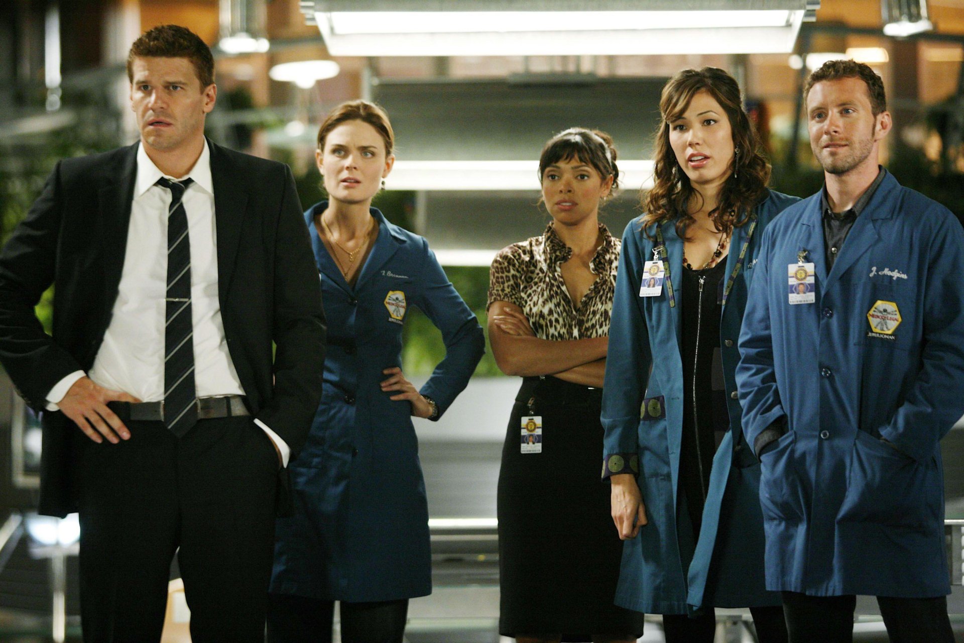 Download Camille Saroyan Tamara Taylor Jack Hodgins T.J. Thyne Angela Montenegro Michaela Conlin Seeley Booth David Boreanaz Emily Deschanel Temperance Brennan TV Show Bones (TV Show) HD Wallpaper