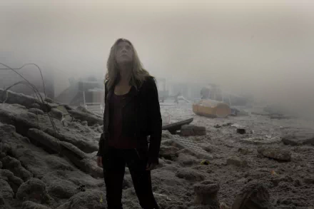 HD desktop wallpaper featuring Natalie Dormer in a foggy, desolate scene from the TV show The Fades.
