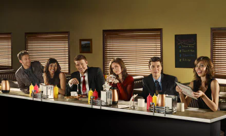 Lance Sweets John Francis Daley Camille Saroyan Tamara Taylor Jack Hodgins T.J. Thyne Angela Montenegro Michaela Conlin Seeley Booth David Boreanaz Emily Deschanel Temperance Brennan TV Show Bones (TV Show) HD Desktop Wallpaper | Background Image