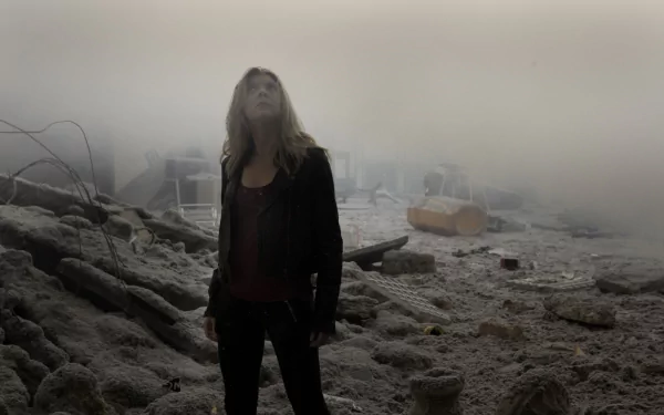 HD desktop wallpaper featuring Natalie Dormer in a foggy, desolate scene from the TV show The Fades.