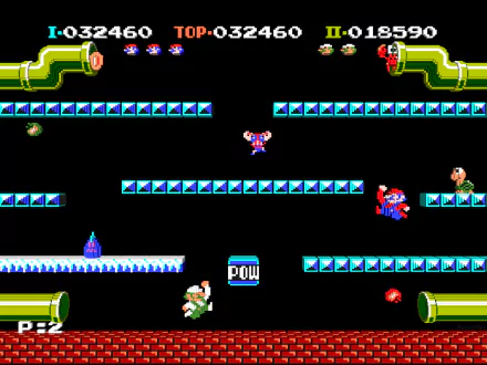 HD PC desktop wallpaper featuring a classic Mario Bros. video game scene with characters, platforms, and iconic game elements in vibrant pixel art style.