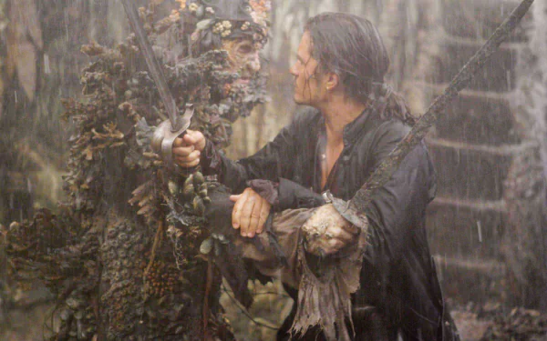 Bootstrap Bill Stellan Skarsgård Will Turner Orlando Bloom movie Pirates Of The Caribbean: At World's End HD Desktop Wallpaper | Background Image