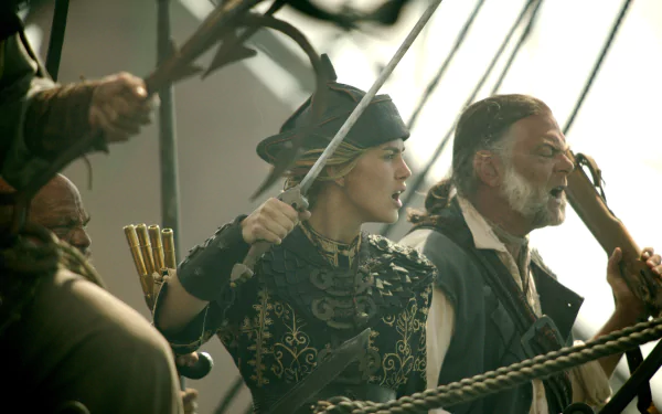 Joshamee Gibbs Kevin McNally Elizabeth Swann Keira Knightley movie Pirates Of The Caribbean: At World's End HD Desktop Wallpaper | Background Image