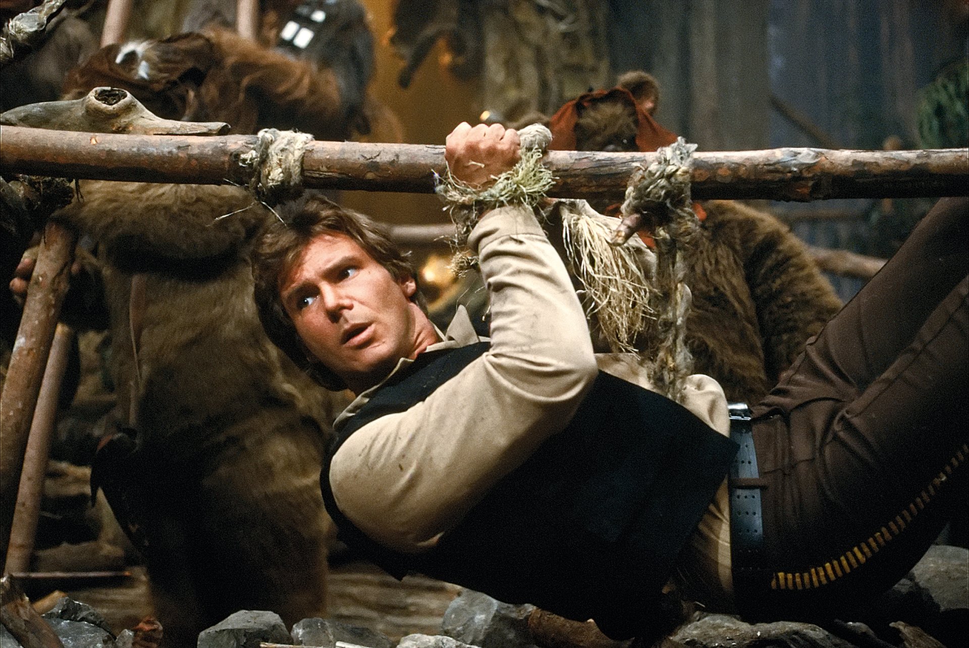 Harrison Ford as Han Solo in a Star Wars scene, captured in vivid detail for an HD PC desktop wallpaper and background.