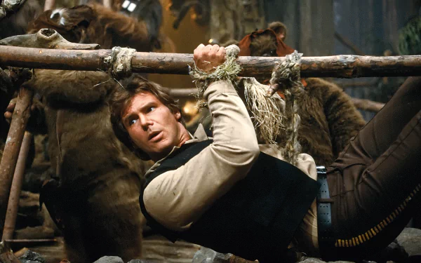 Harrison Ford as Han Solo in a Star Wars scene, captured in vivid detail for an HD PC desktop wallpaper and background.