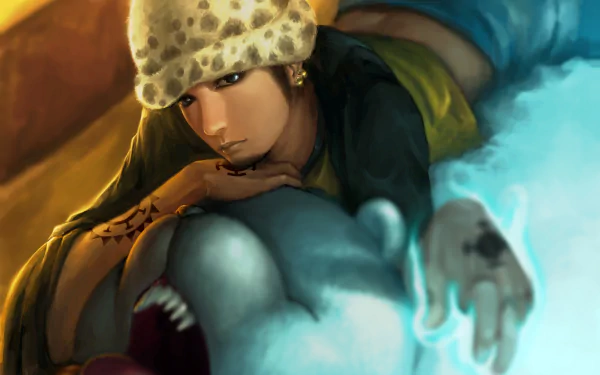 Bepo and Trafalgar Law from One Piece depicted in a vibrant HD anime scene, showcasing their bond and exploration in the adventurous world of One Piece.