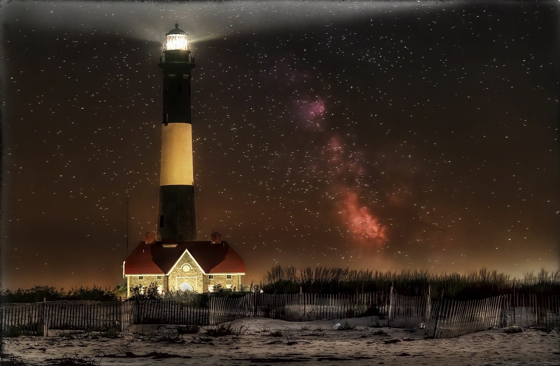 Starlit Beacon: HD Lighthouse Wallpaper Amid Night’s Majesty ...