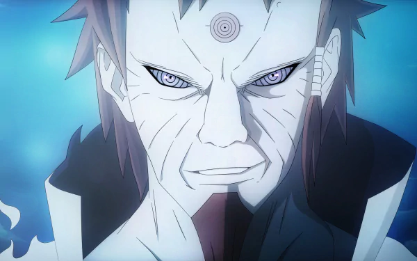 Hagoromo Ōtsutsuki from the anime Naruto gazes intensely in this HD desktop wallpaper, showcasing his powerful presence and striking features.