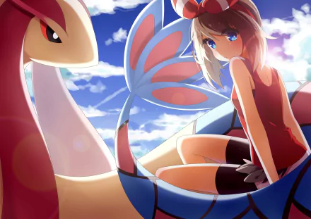 May (Pokémon) Milotic (Pokémon) Pokémon video game Pokémon: Omega Ruby and Alpha Sapphire HD Desktop Wallpaper | Background Image