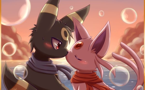 Anime Pokémon Umbreon Espeon Eeveelutions Kiss Amour Fond d'écran HD | Image