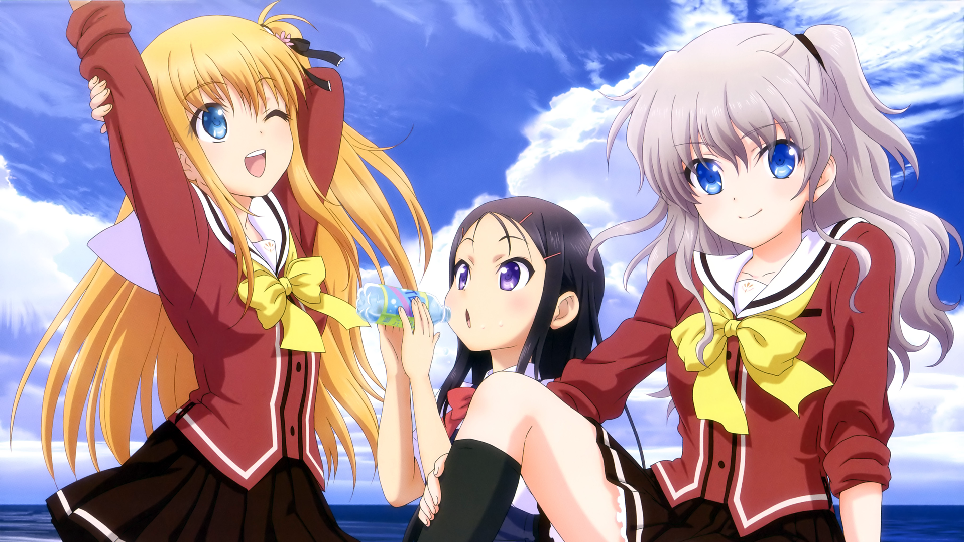 Charlotte Anime HD Wallpaper: Ayumi, Yusa, and Nao