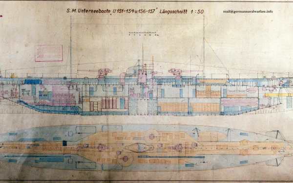  U-Boat Plans for U-151 - U-154 &amp; U-156 and U-157, 1/50 scale