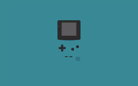 HD wallpaper featuring a stylized Game Boy illustration on a teal background, suitable as a desktop background.