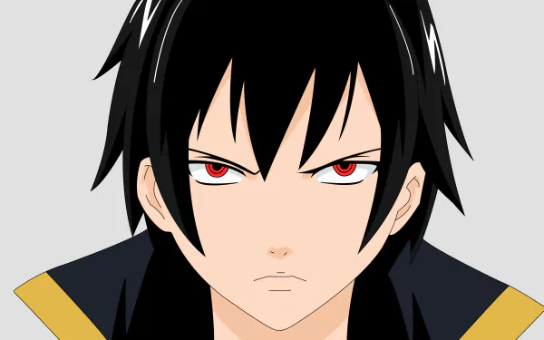 HD wallpaper featuring Emperor Spriggan from the anime Fairy Tail, showcasing a fierce expression with striking red eyes against a simple background.