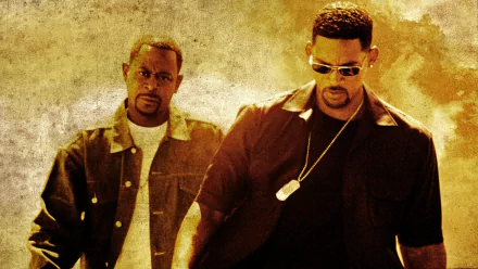 HD PC desktop wallpaper featuring Martin Lawrence and Will Smith from the movie Bad Boys II with a gritty, textured background.