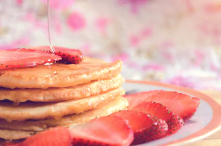 syrup strawberry food pancake HD Desktop Wallpaper | Background Image