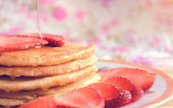 Food Pancake Strawberry Syrup HD Wallpaper | Background Image