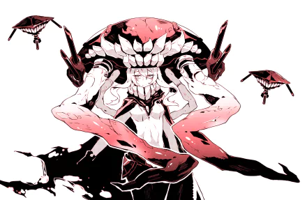 HD PC desktop wallpaper featuring a stylized Wo-Class character from Kantai Collection (Kancolle) in an anime art style with dynamic, bold red and black tones.