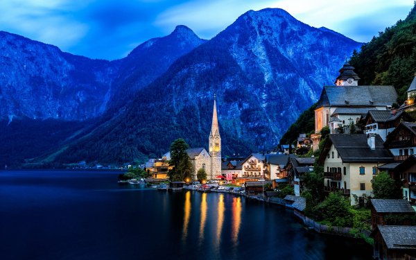 Man Made Hallstatt Towns Austria Mountain Lake HD Wallpaper | Background Image
