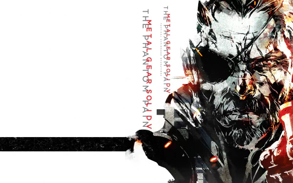 Artistic HD wallpaper featuring a warrior from Metal Gear Solid V: The Phantom Pain, depicting a fierce character against a striking, abstract background.