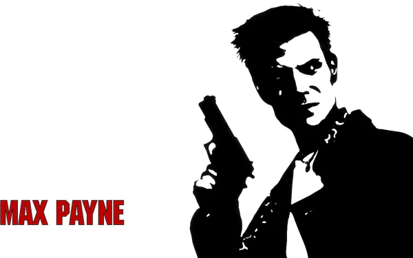 HD wallpaper showcasing Max Payne, featuring a dramatic silhouette of the character holding a gun, embodying the intense atmosphere of the iconic video game.
