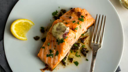  Salmon with anchovy butter