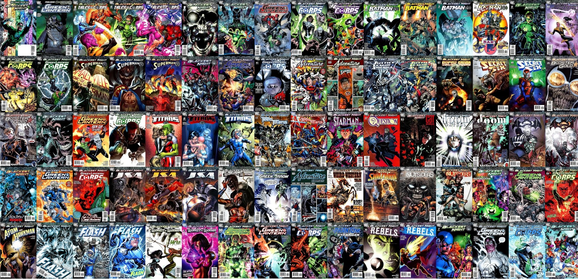 A vibrant 4K Ultra HD PC desktop wallpaper featuring a collage of Green Lantern comic covers from DC Comics, showcasing dynamic and colorful superhero artwork.