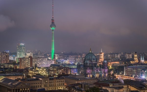 Hecho por el hombre Berlin Ciudades Alemania Ciudad Skyline Noche Luz Cielo Nube Europe Arquitectura Catedral Fondo de pantalla HD | Fondo de Escritorio