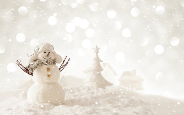 Artistic Snowman White Christmas Christmas Tree Snow HD Wallpaper | Background Image