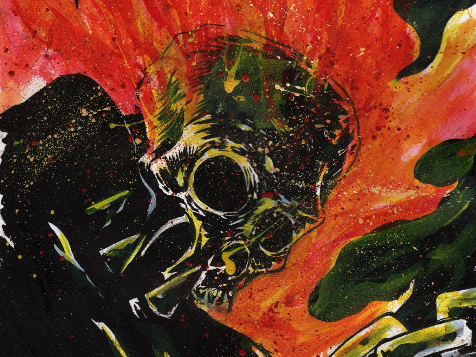 4K Ultra HD wallpaper featuring Ghost Rider, showcasing a dynamic depiction of the character with a fiery background and detailed artistic elements.