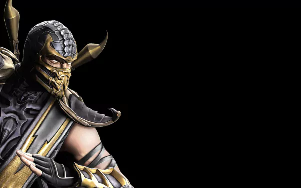 weapon mask white eyes glove close-up Mortal Kombat Scorpion (Mortal Kombat) video game mortal kombat 9 HD Desktop Wallpaper | Background Image