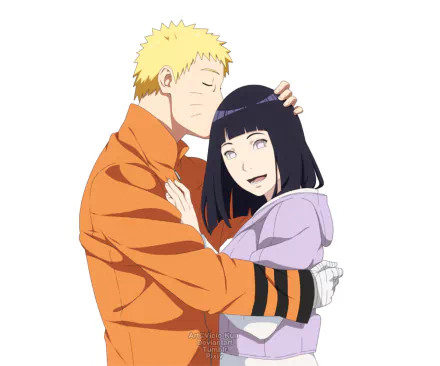 HD desktop wallpaper featuring anime characters Naruto Uzumaki and Hinata Hyuga from Naruto, embracing each other with a white background.