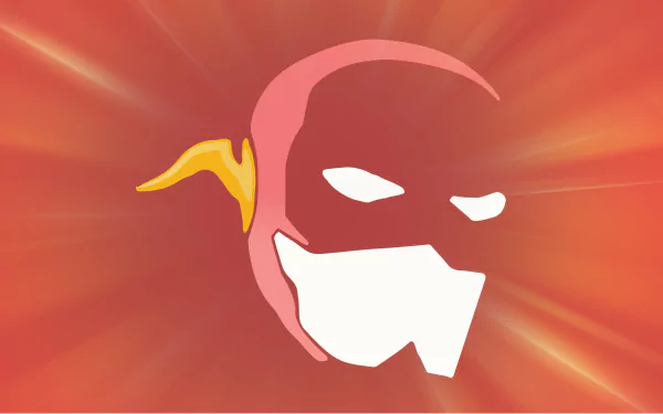 4K Ultra HD PC desktop wallpaper featuring a stylized, minimalist comic depiction of The Flash with a dynamic red and orange background.