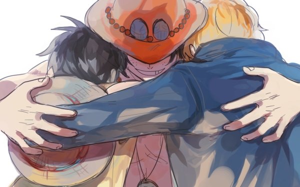 Anime One Piece Monkey D. Luffy Portgas D. Ace Sabo Hat Black Hair Smile HD Wallpaper | Hintergrund