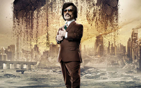 HD PC desktop wallpaper and background of Bolivar Trask from the X‑Men movie X‑Men: Days of Future Past, standing in a ruined cityscape in a brown suit.