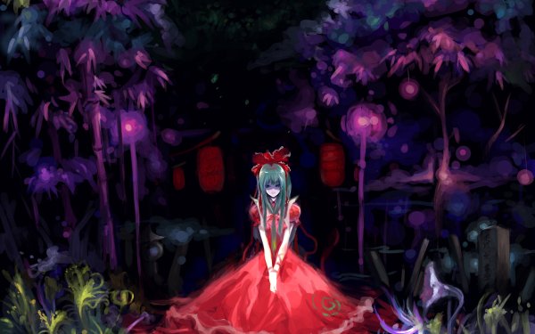 Anime Touhou Long Hair Green Hair Hina Kagiyama Red Dress Video Game HD Wallpaper | Background Image