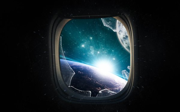 Sci Fi Sunrise Planet Sunlight Stars Asteroid Broken Glass Window HD Wallpaper | Background Image