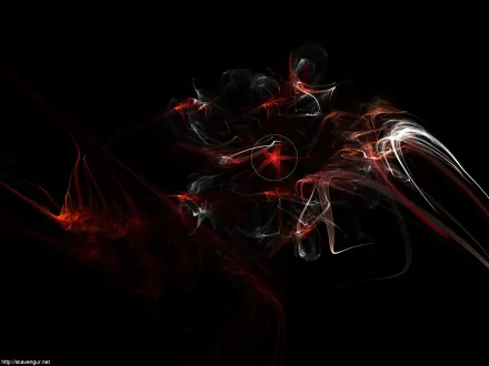Abstract red star shapes swirl against a dark background, creating a dynamic and striking HD desktop wallpaper that enhances any screen with its vivid colors and intricate design.