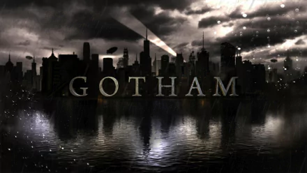 A dark, atmospheric HD wallpaper featuring the skyline of Gotham with the title GOTHAM prominently displayed, embodying the mood of the TV show.