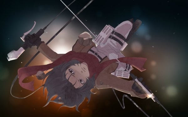 Anime Attack On Titan Mikasa Ackerman Blade Weapon Scarf Short Hair Brown Hair HD Wallpaper | Background Image