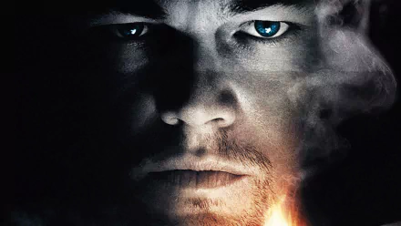 Close-up of Leonardo DiCaprio's intense face from the movie Shutter Island, featured in an HD PC desktop wallpaper and background.